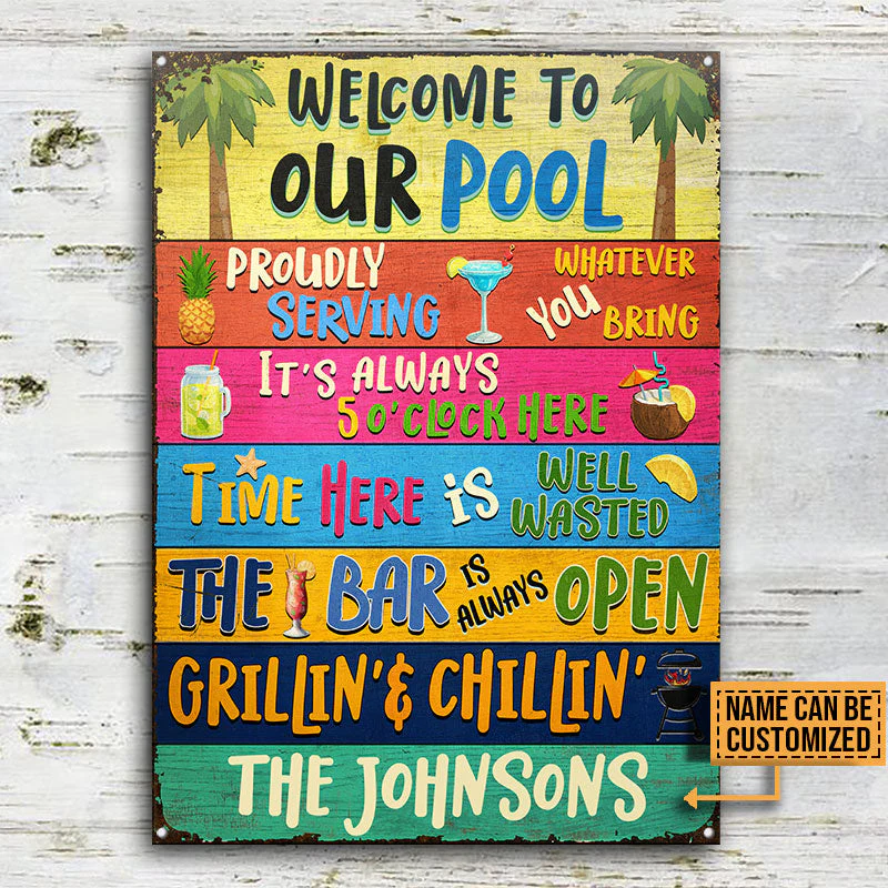 Swimming Pool Bar Grilling Welcome To Custom Classic Metal Signs - Image 3