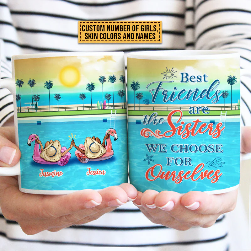 Swimming Pool Flamingo Bestie Choose For Ourselves Custom Mug, Bestie, Best Friend Gift - Image 2