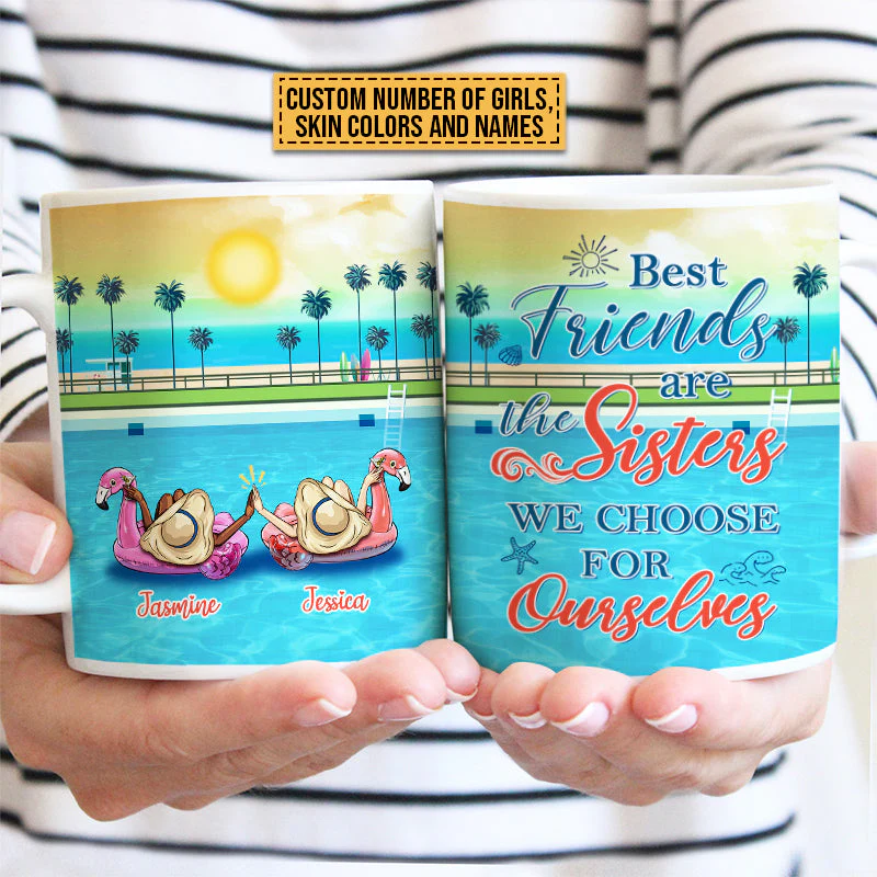 Swimming Pool Flamingo Bestie Choose For Ourselves Custom Mug, Bestie, Best Friend Gift - Image 4
