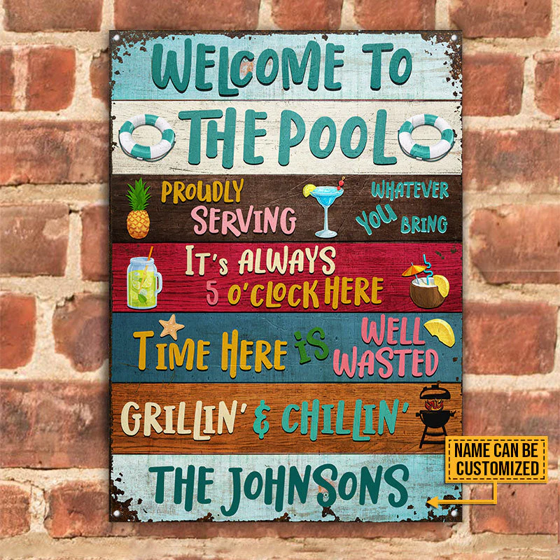 Swimming Pool Proudly Serving Grillin' Custom Classic Metal Signs - Image 2