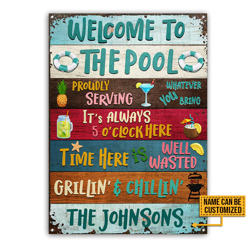 Swimming Pool Proudly Serving Grillin' Custom Classic Metal Signs - Image 4