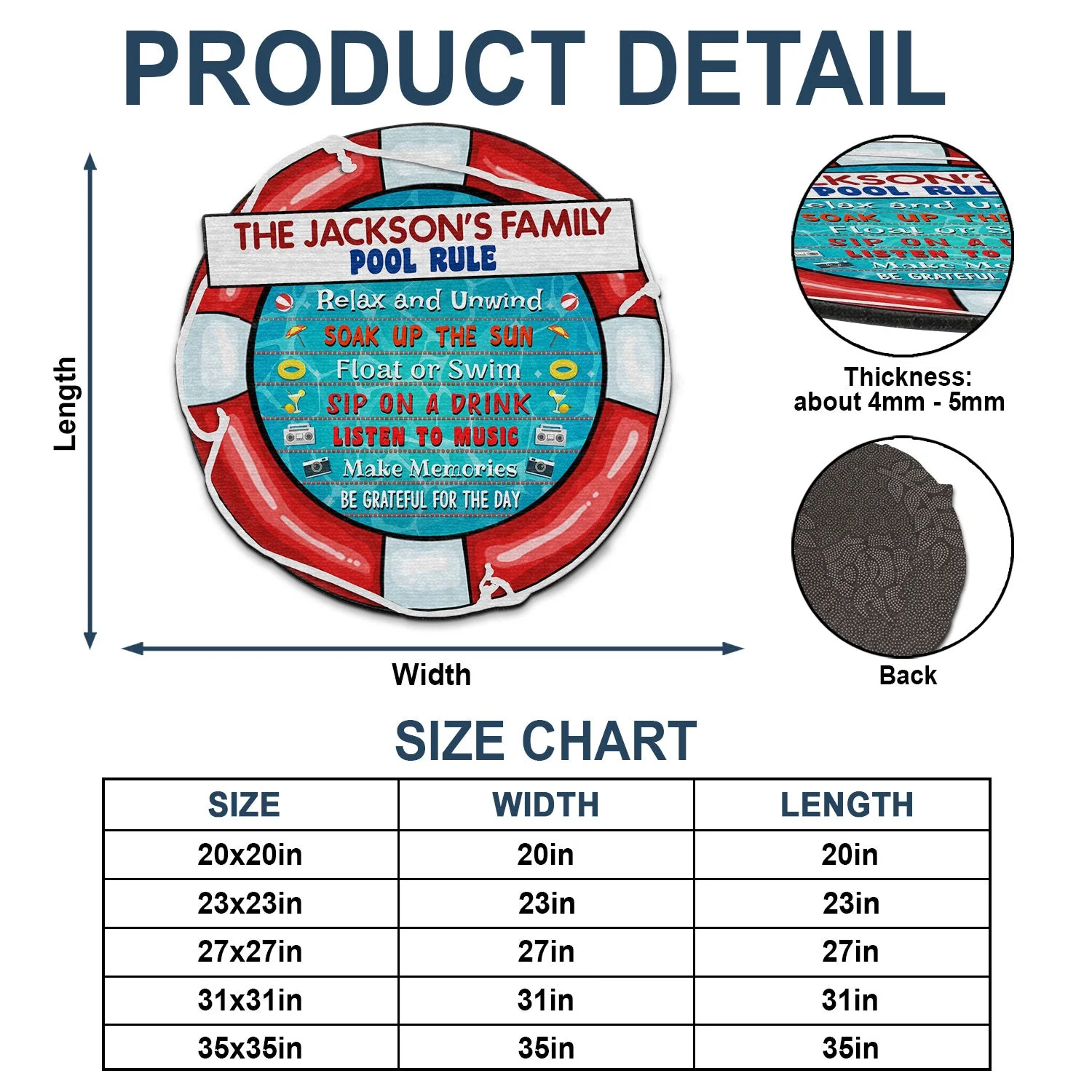Swimming Pool Rules Relax - Poolside Decor - Personalized Custom Shaped Doormat - Image 4