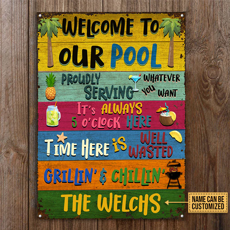 Swimming Pool Whatever You Want Custom Classic Metal Signs, Pool Decor, Outdoor Decorating Ideas - Image 4