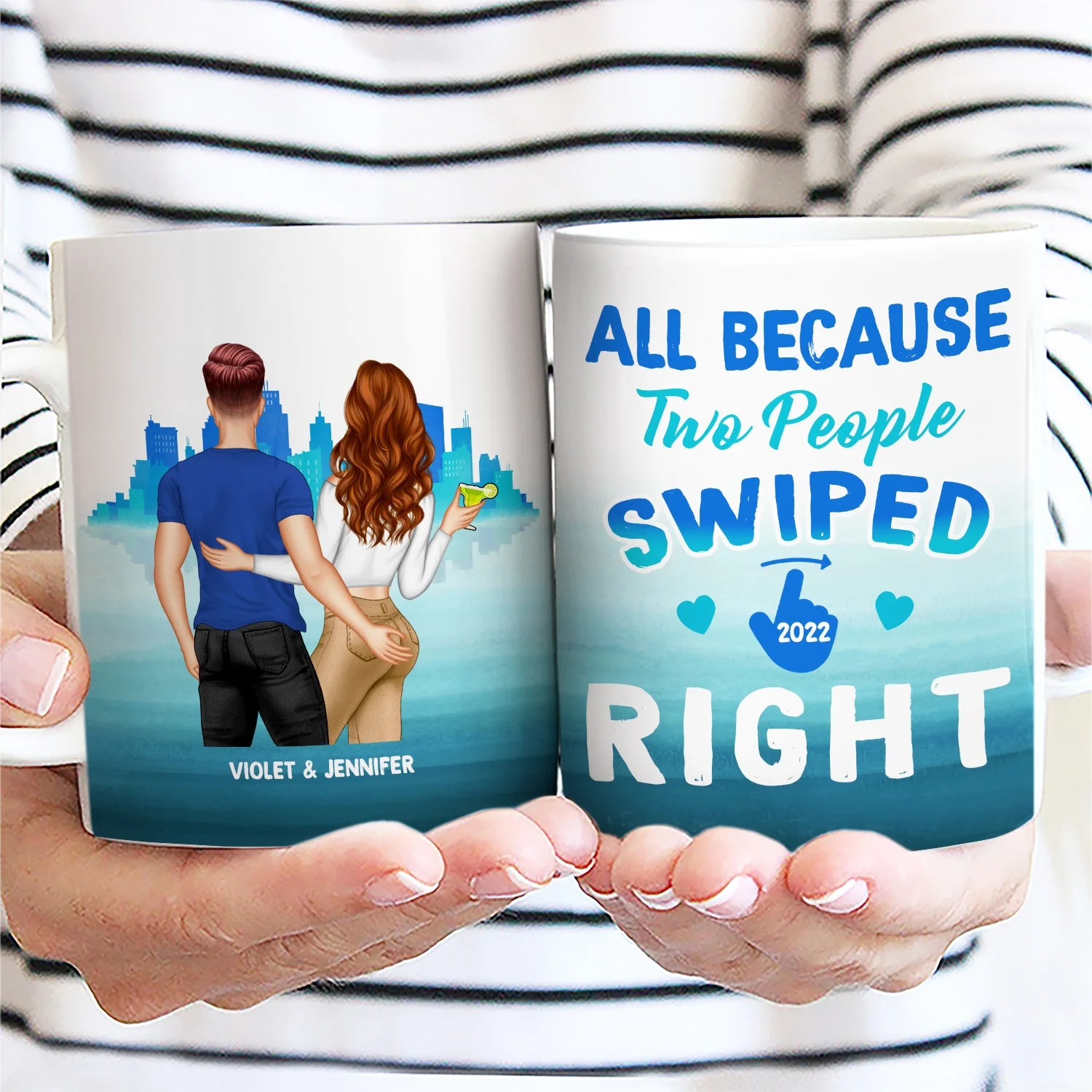 Swiped Right - Gift For Couples - Personalized Custom White Edge-to-Edge Mug - Image 2
