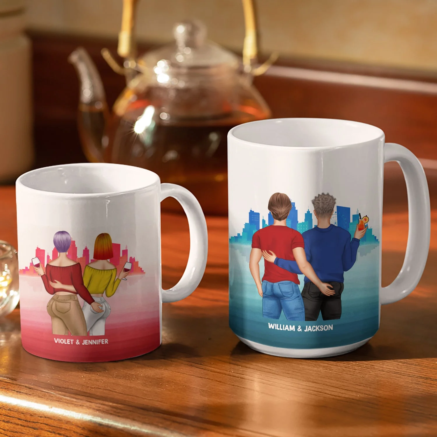Swiped Right - Gift For Couples - Personalized Custom White Edge-to-Edge Mug - Image 3