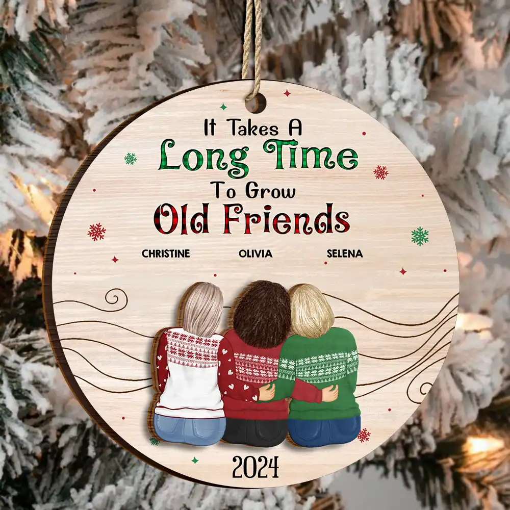 Take A Long Time To Grow Christmas Besties - Personalized 2-Layered Wooden Ornament - Image 3