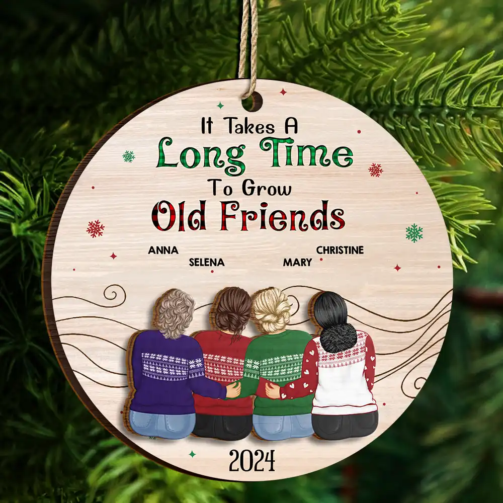 Take A Long Time To Grow Christmas Besties - Personalized 2-Layered Wooden Ornament - Image 4