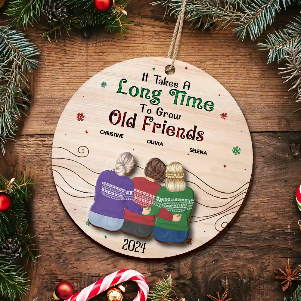 Take A Long Time To Grow Christmas Besties - Personalized 2-Layered Wooden Ornament - Image 5