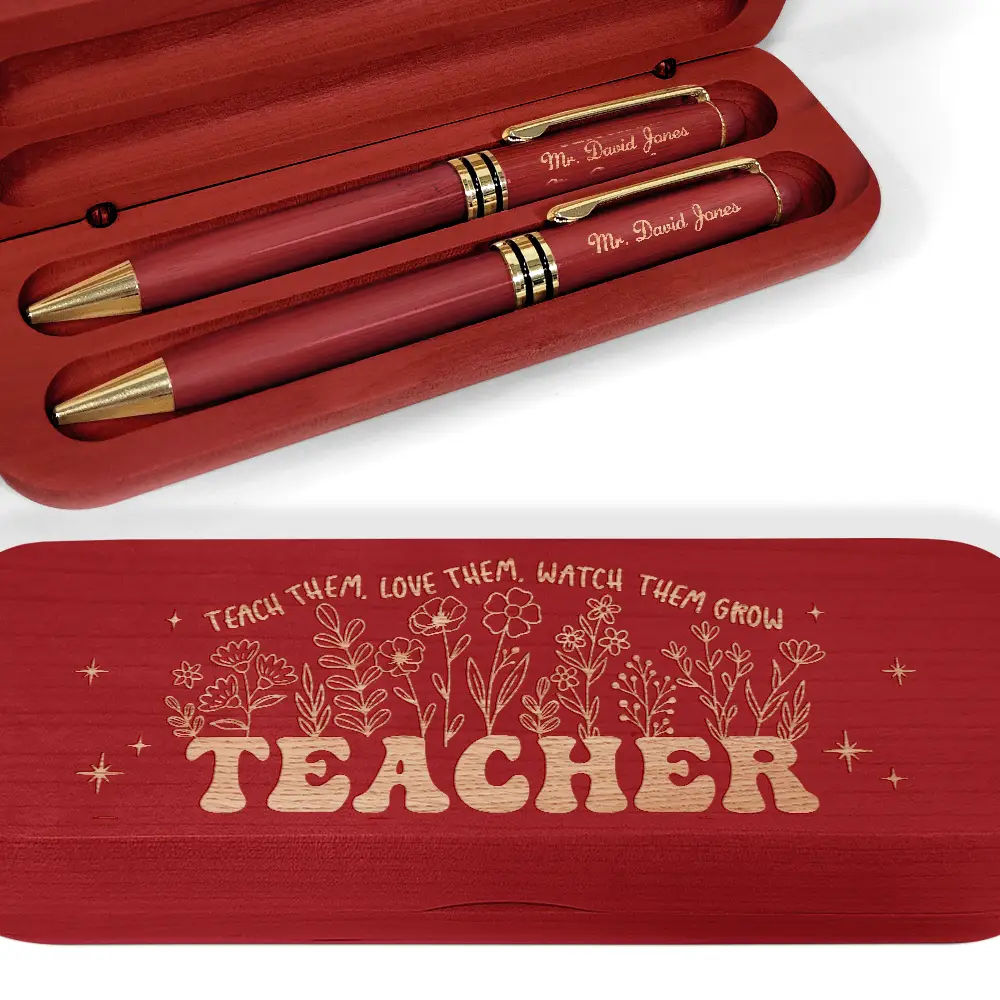 Teach Them Love Them - Personalized Wooden Pen Set - Image 4