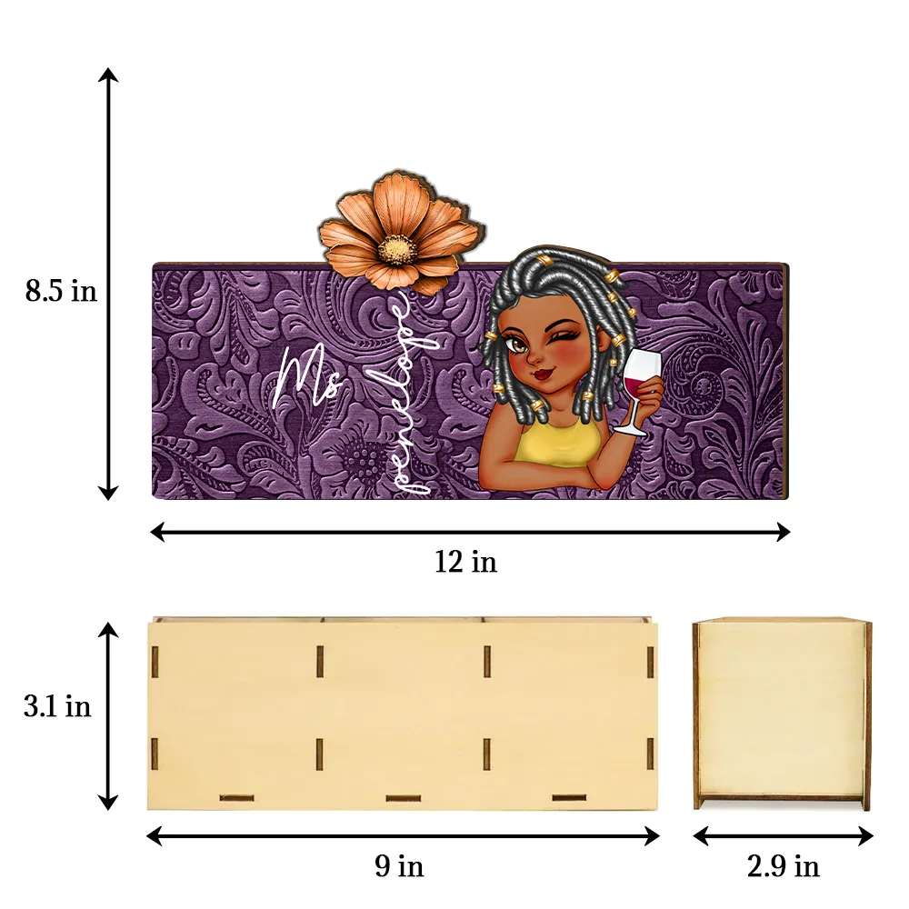 Teacher Birth Flower Bloom Where You're Planted Woman - Personalized Wooden Pen Pencil Holder - Image 5