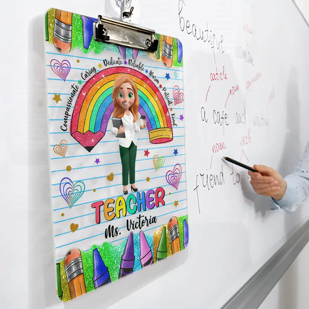 Teacher Compassionate Caring - Personalized Acrylic Clipboard - Image 3