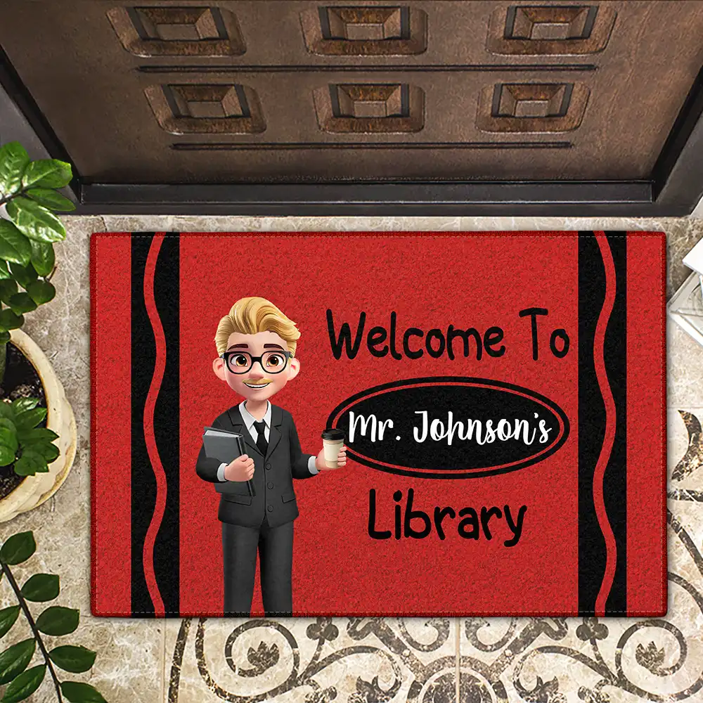 Teacher Crayon Welcome To Classroom - Personalized Doormat - Image 2