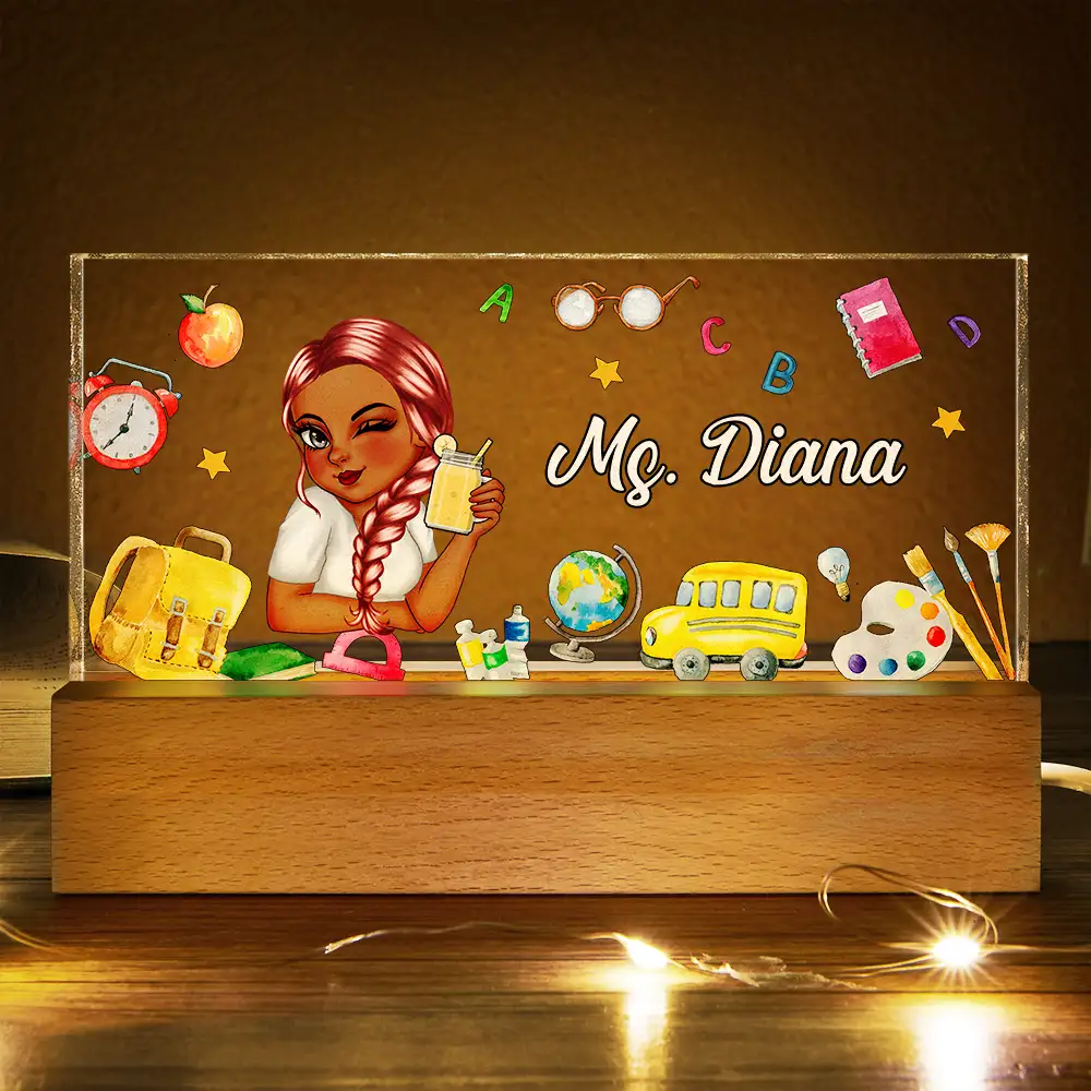 Teacher Desk Name - Personalized Rectangle LED Light - Image 3