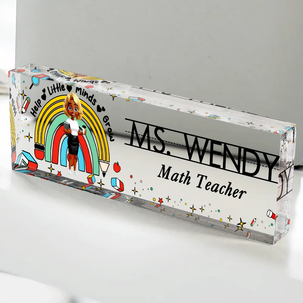 Teacher Helping Little Minds Grow - Personalized Desk Name Plate - Image 4