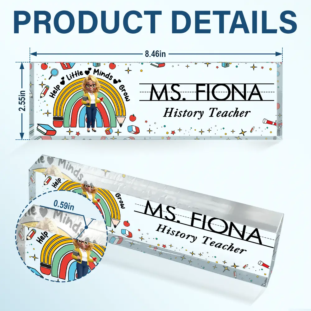 Teacher Helping Little Minds Grow - Personalized Desk Name Plate - Image 5