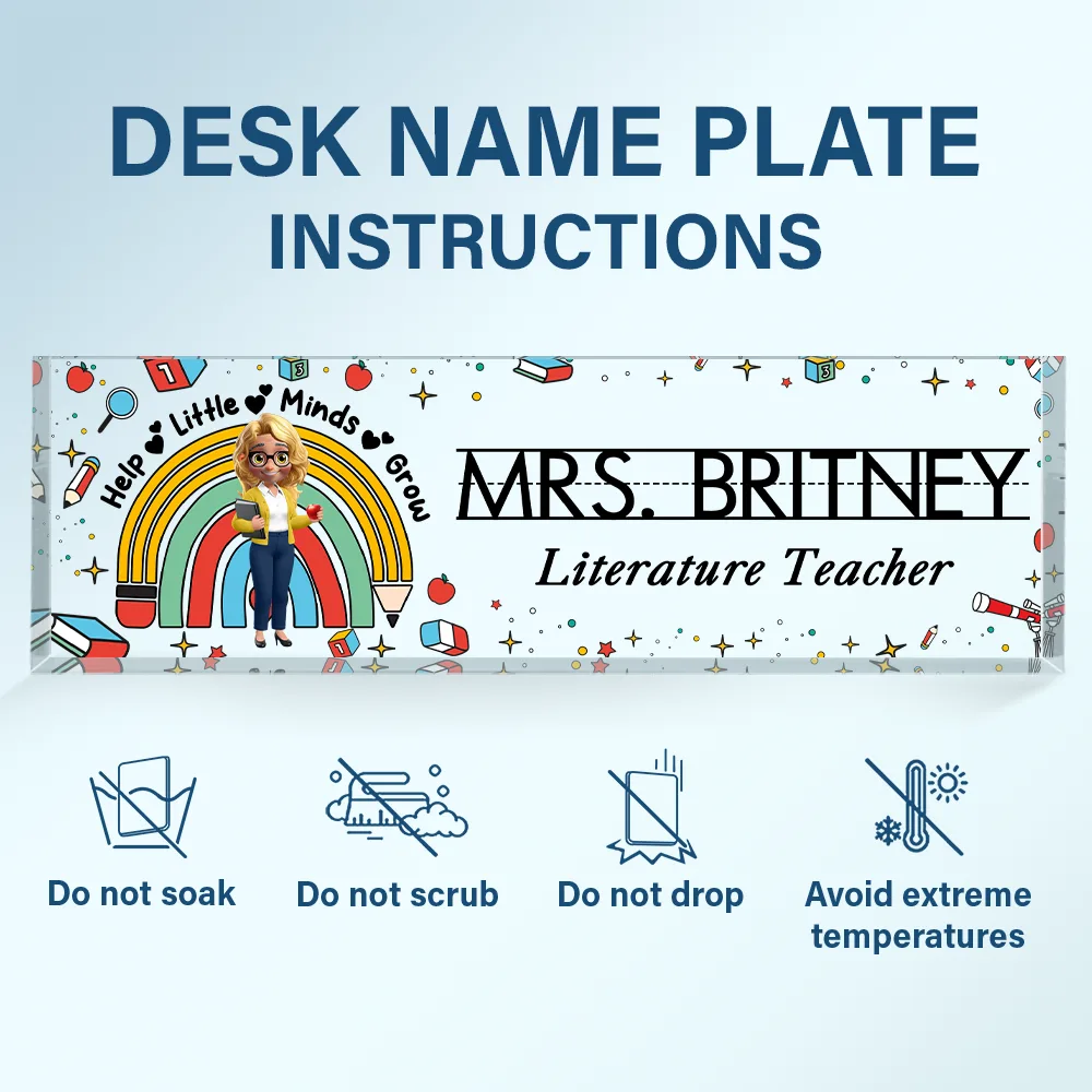 Teacher Helping Little Minds Grow - Personalized Desk Name Plate - Image 6