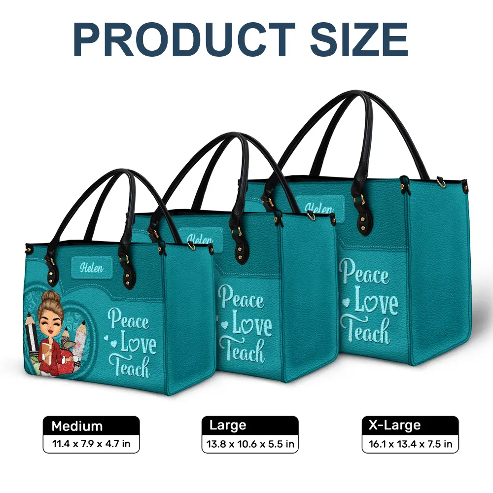 Teacher It Takes A Big Heart To Shape Little Minds - Personalized Leather Bag - Image 6