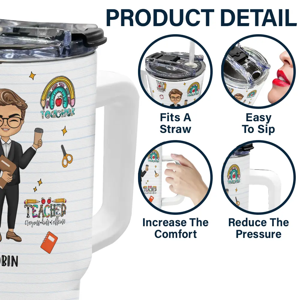 Teacher Life - Personalized 40oz Tumbler With Straw - Image 5