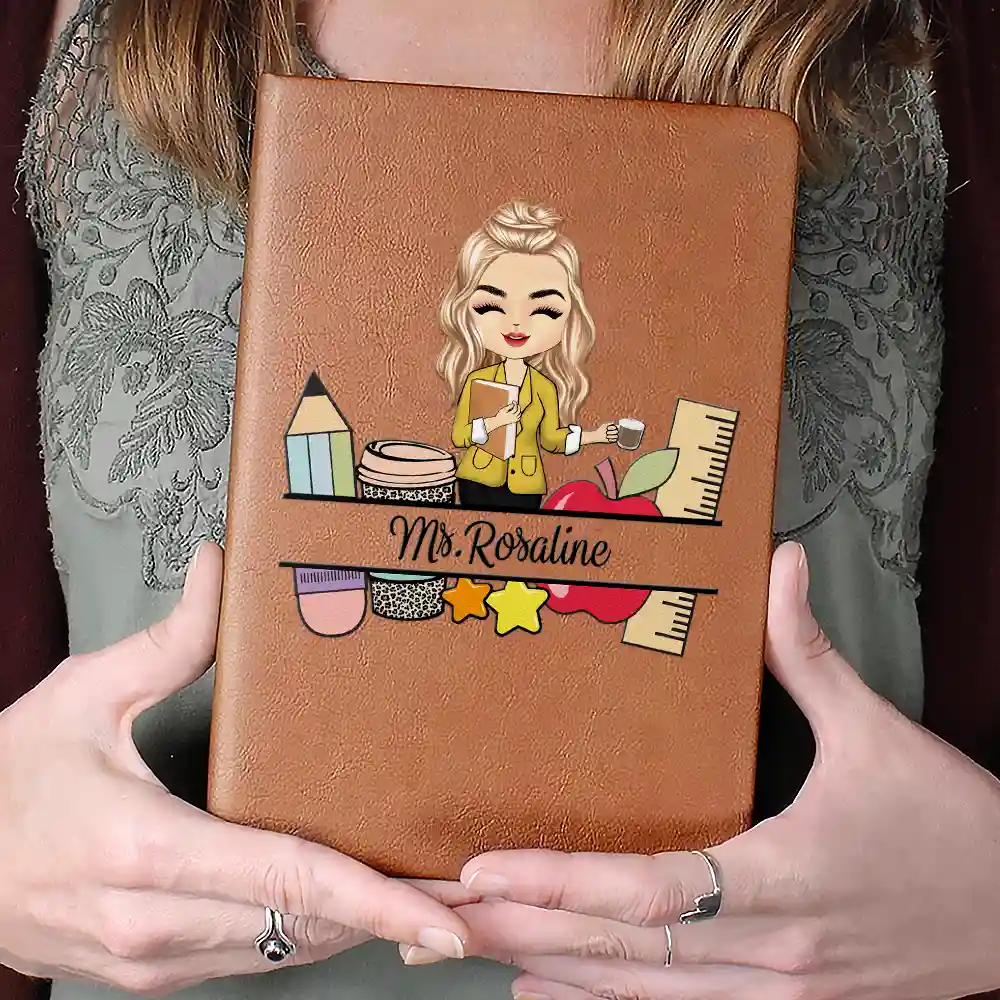 Teacher Name - Personalized Leather Journal - Image 4