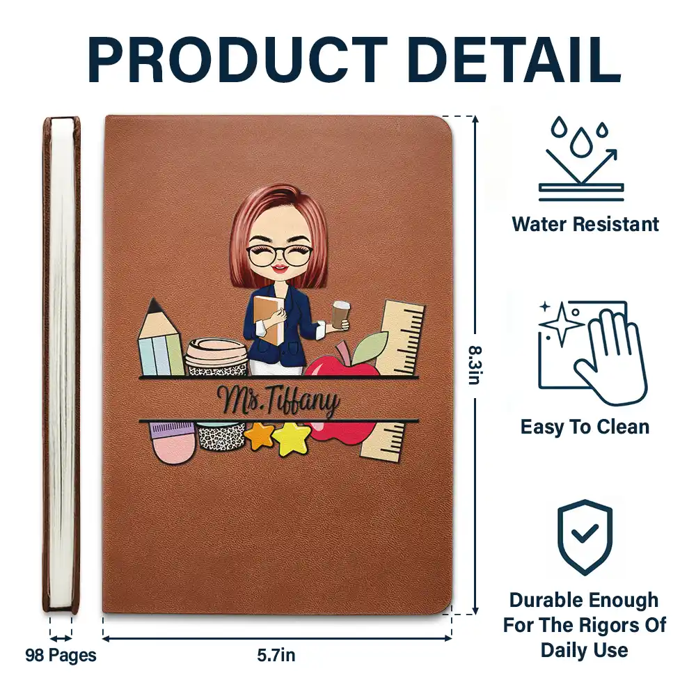 Teacher Name - Personalized Leather Journal - Image 5