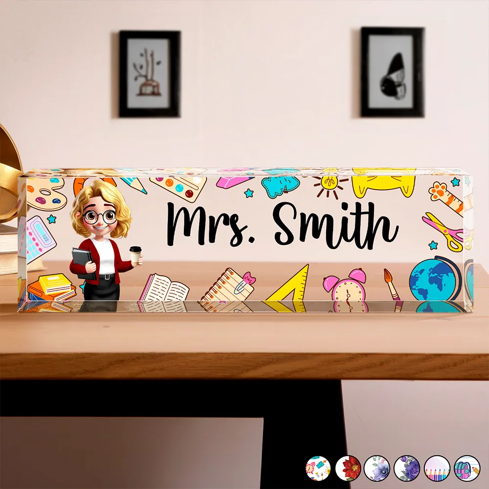 Teacher Name Plate Office Decor - Personalized Desk Name Plate