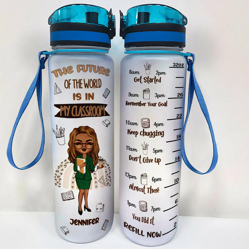 Teacher Of Tiny Humans - Gift For Teachers - Personalized Custom Water Tracker Bottle - Image 3
