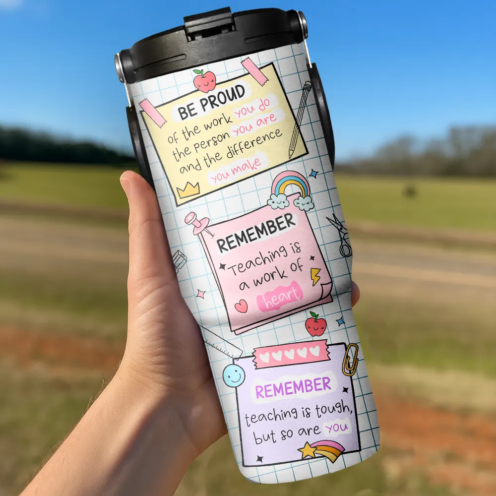 Teacher Reminder Notes - Personalized 30oz Tumbler With Handle - Image 3