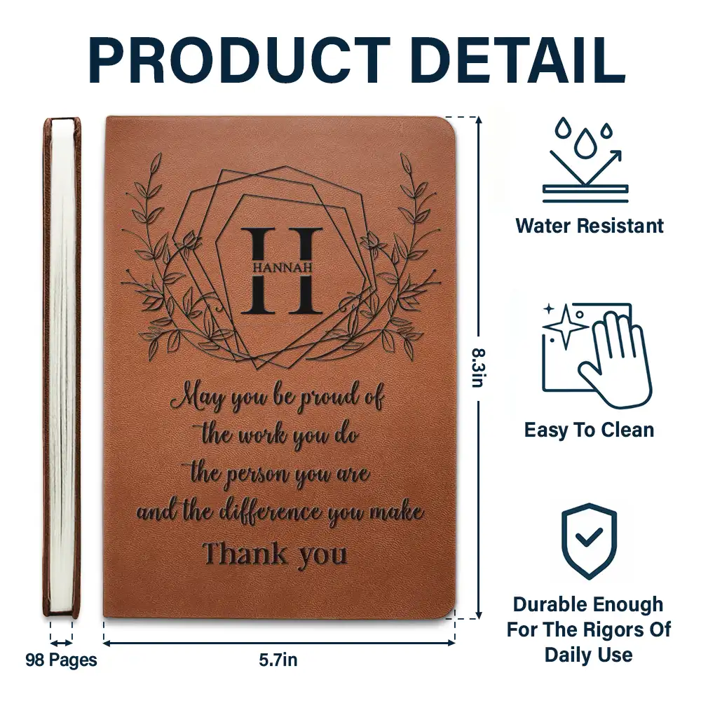 Teacher Thank You For Making A Difference - Personalized Leather Journal - Image 5