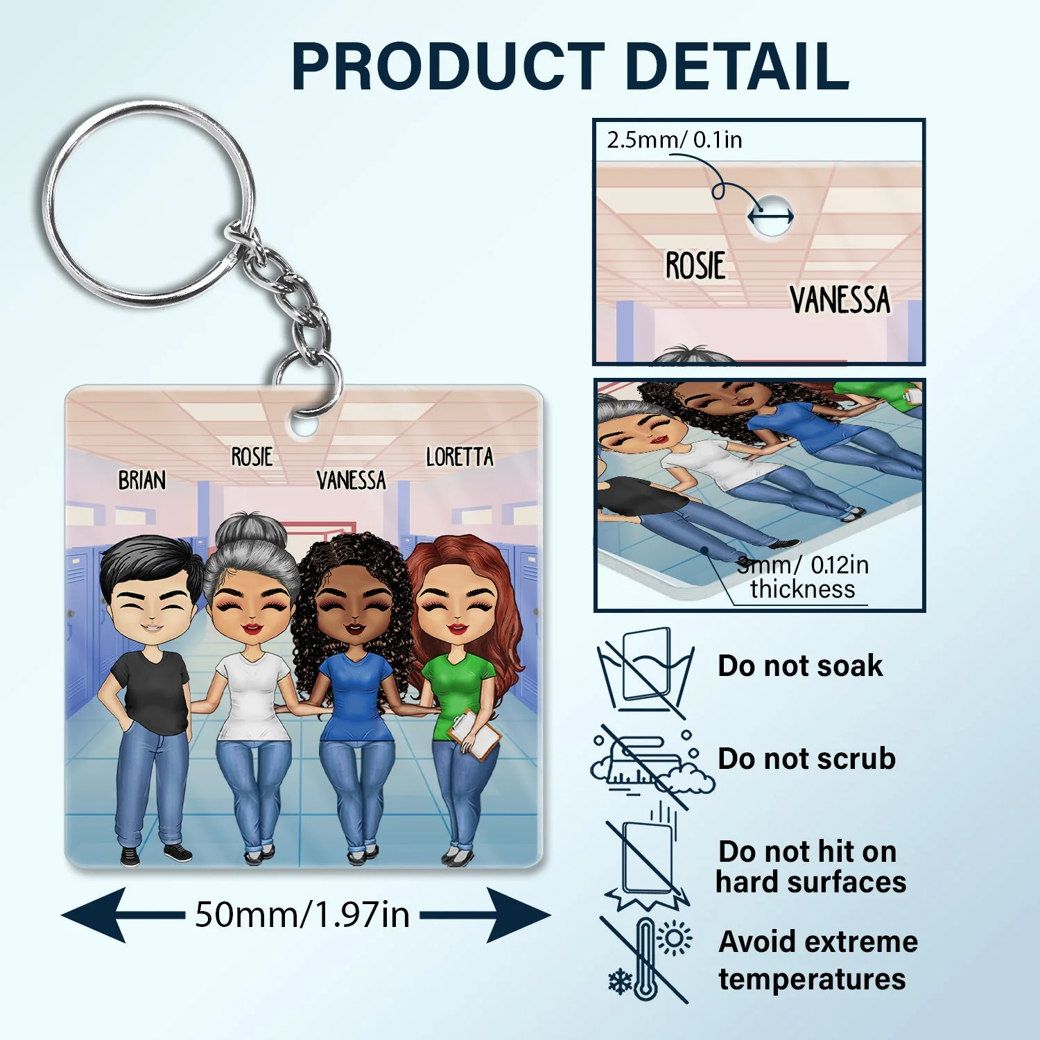 Teacher Work Made Us Colleagues - Birthday, Loving Gifts For Co-workers, Friends, Soul Sisters, Besties, BFF - Personalized Acrylic Keychain - Image 5