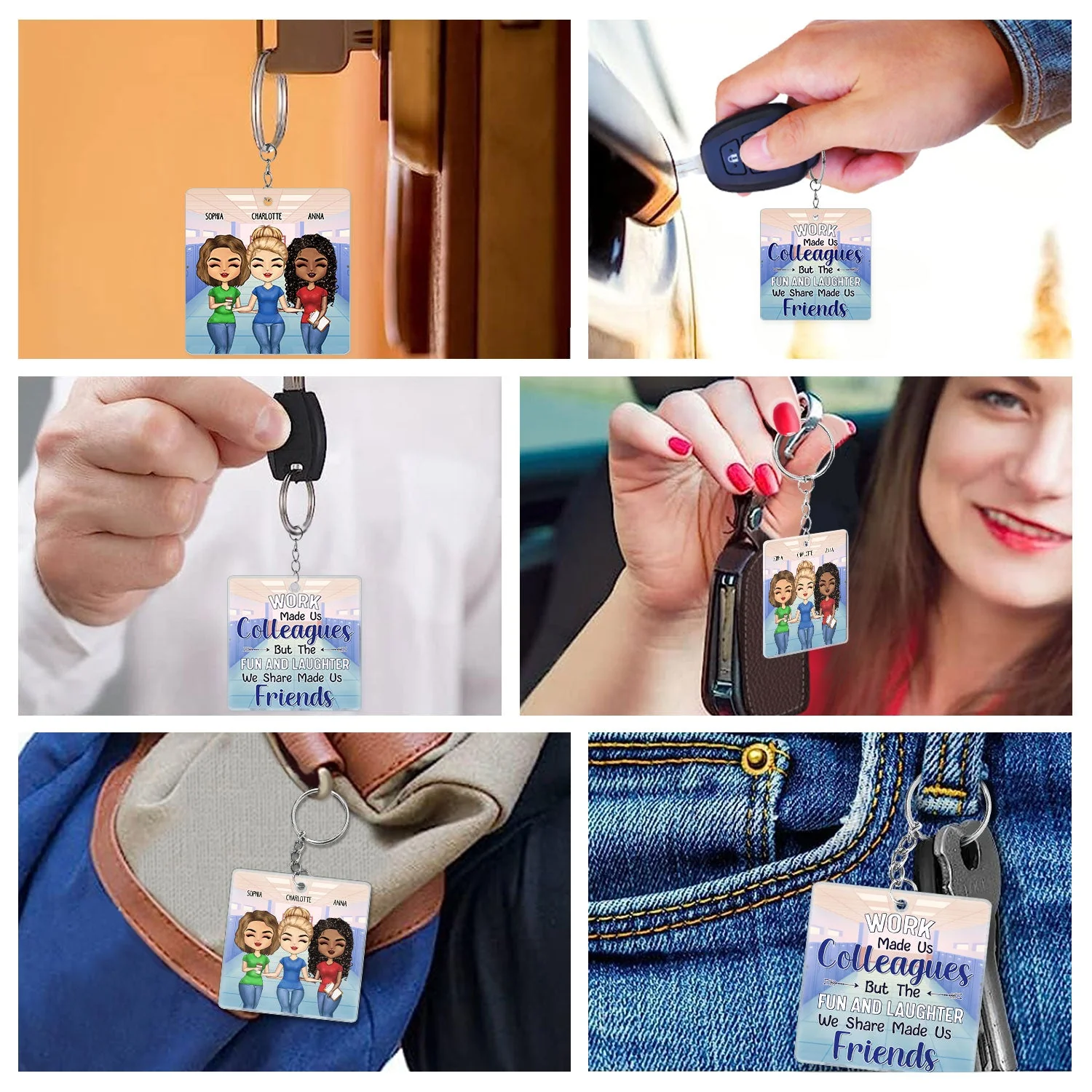 Teacher Work Made Us Colleagues - Birthday, Loving Gifts For Co-workers, Friends, Soul Sisters, Besties, BFF - Personalized Acrylic Keychain - Image 6