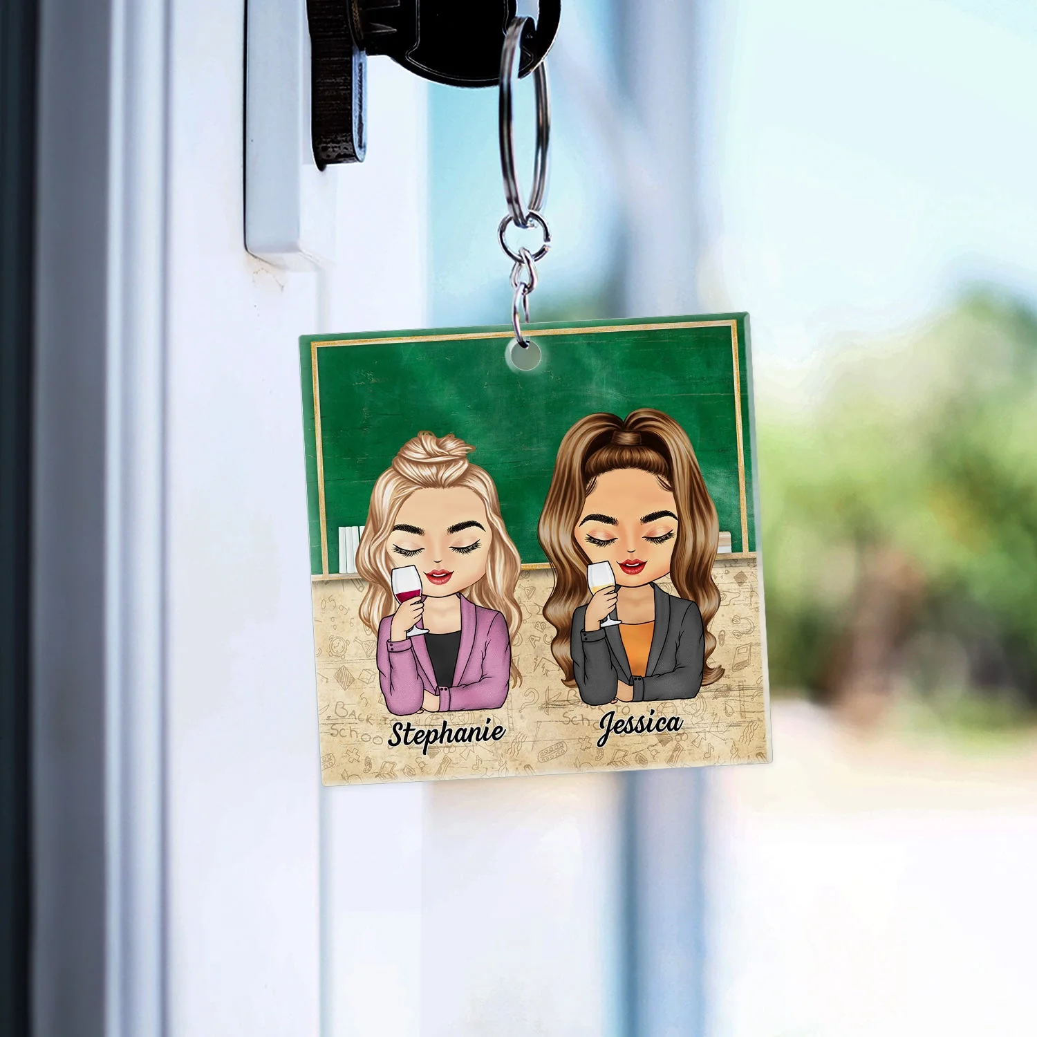 Teacher Work Made Us Colleagues But Our Potty Mouths - Gift For Work Besties, Colleagues - Personalized Custom Acrylic Keychain - Image 3