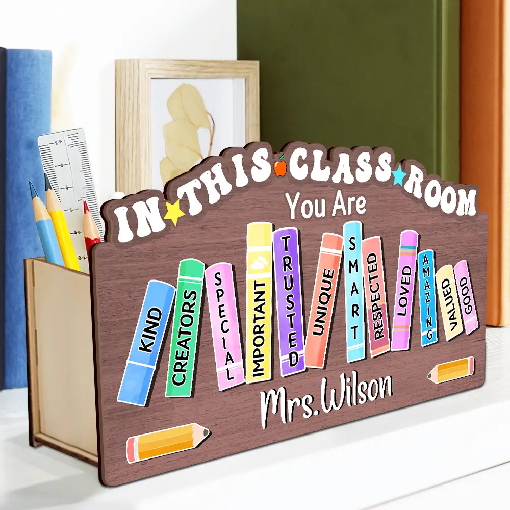 Teacher You Are Kind Creators Special Important Trusted Unique Smart - Personalized Wooden Pen Pencil Holder - Image 2