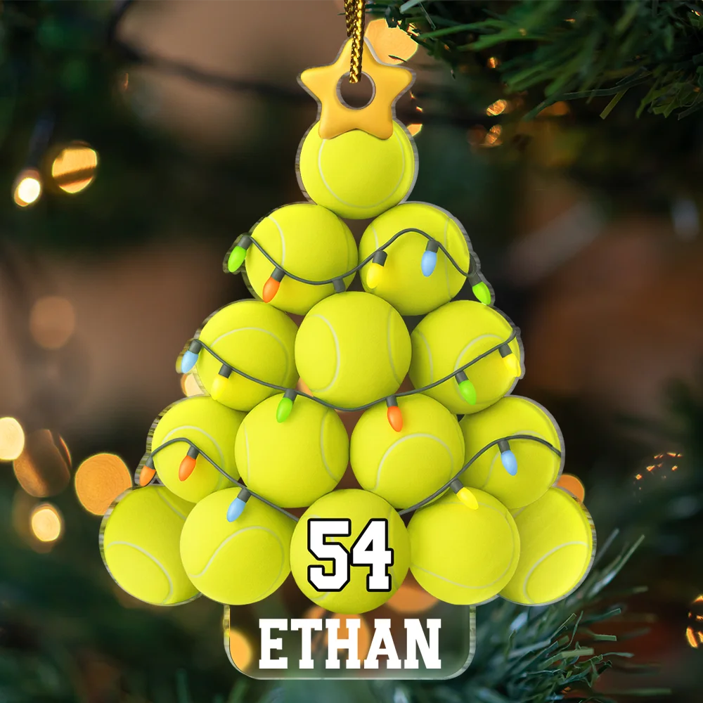 Tennis Christmas Tree - Personalized Custom Shaped Acrylic Ornament - Image 3