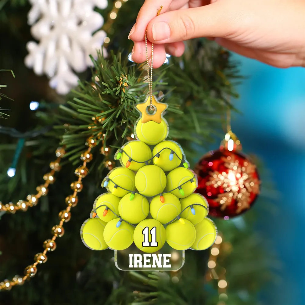 Tennis Christmas Tree - Personalized Custom Shaped Acrylic Ornament - Image 4