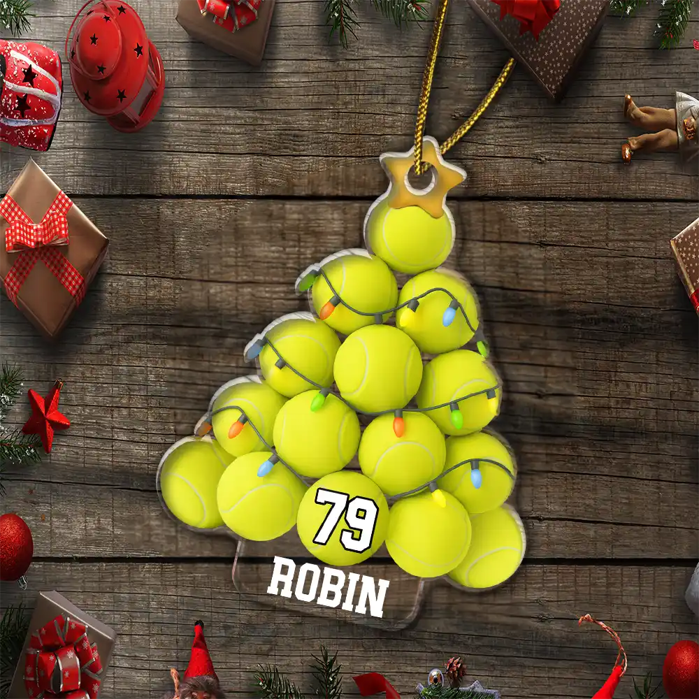 Tennis Christmas Tree - Personalized Custom Shaped Acrylic Ornament - Image 5