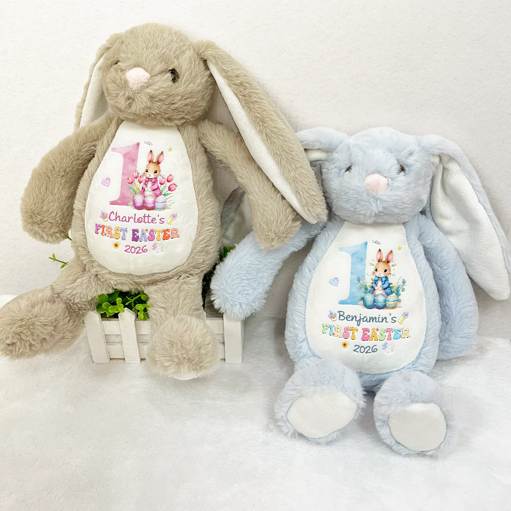 Text Pattern My First Easter - Personalized Soft Toy Bunny - Image 3