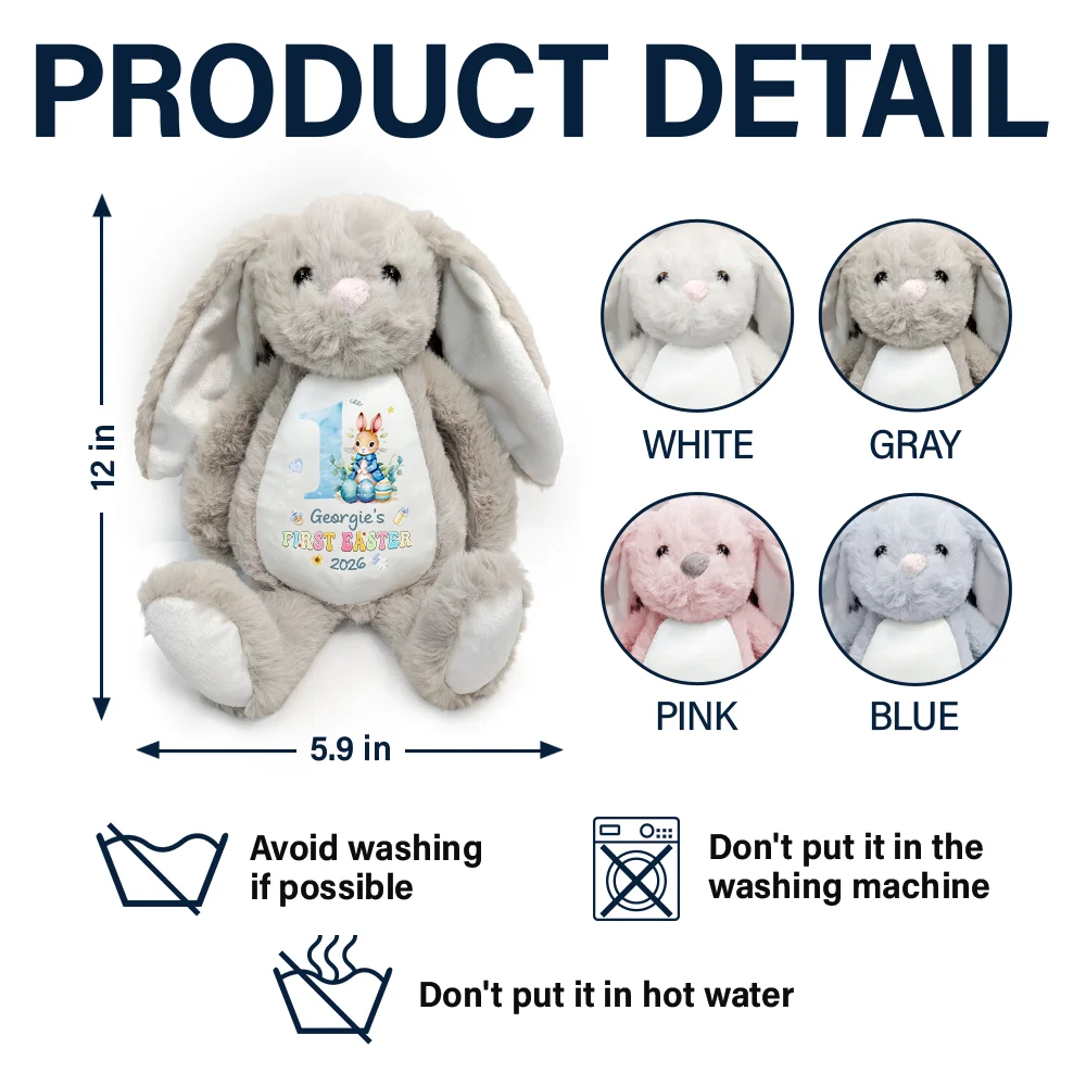 Text Pattern My First Easter - Personalized Soft Toy Bunny - Image 5