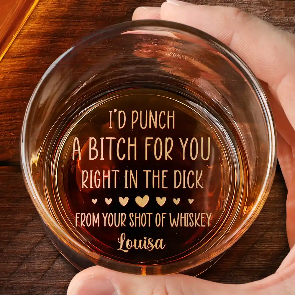 Text Pattern Right In The Throat Couple - Personalized Engraved Whiskey Glass - Image 2