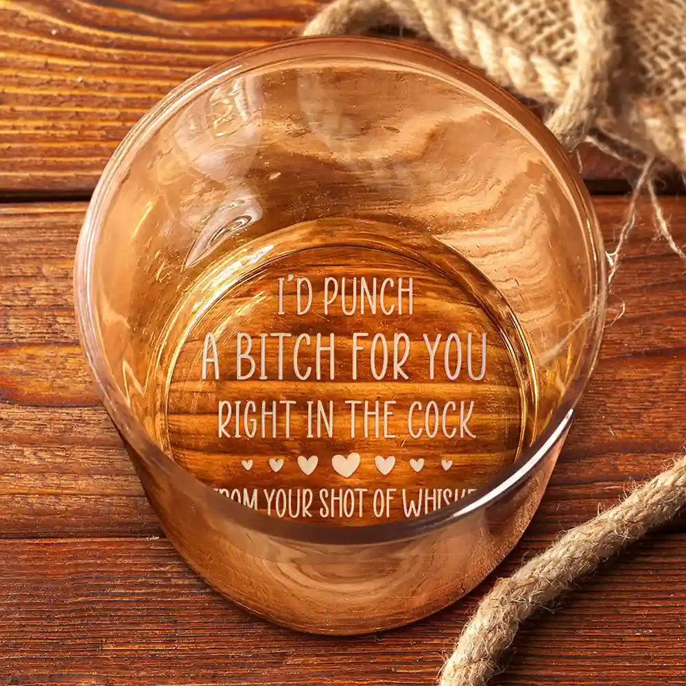 Text Pattern Right In The Throat Couple - Personalized Engraved Whiskey Glass - Image 3