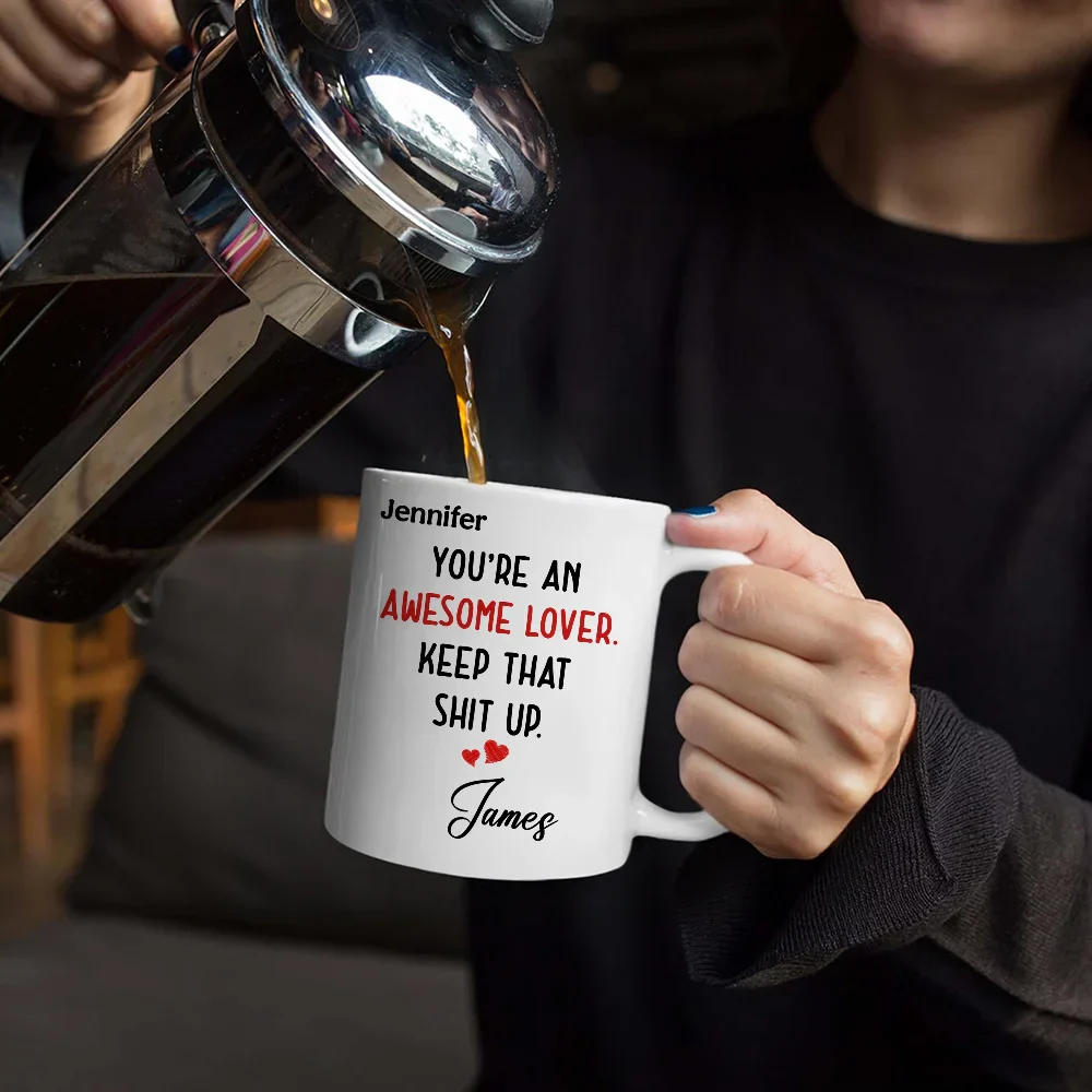 Text Pattern You Are An Awesome Wife - Personalized Mug - Image 5
