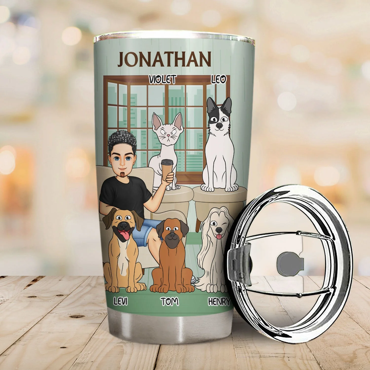 Thank You Best Dog Cat Dad Ever - Birthday, Loving Gift For Pet Lovers - Personalized Tumbler - Image 2