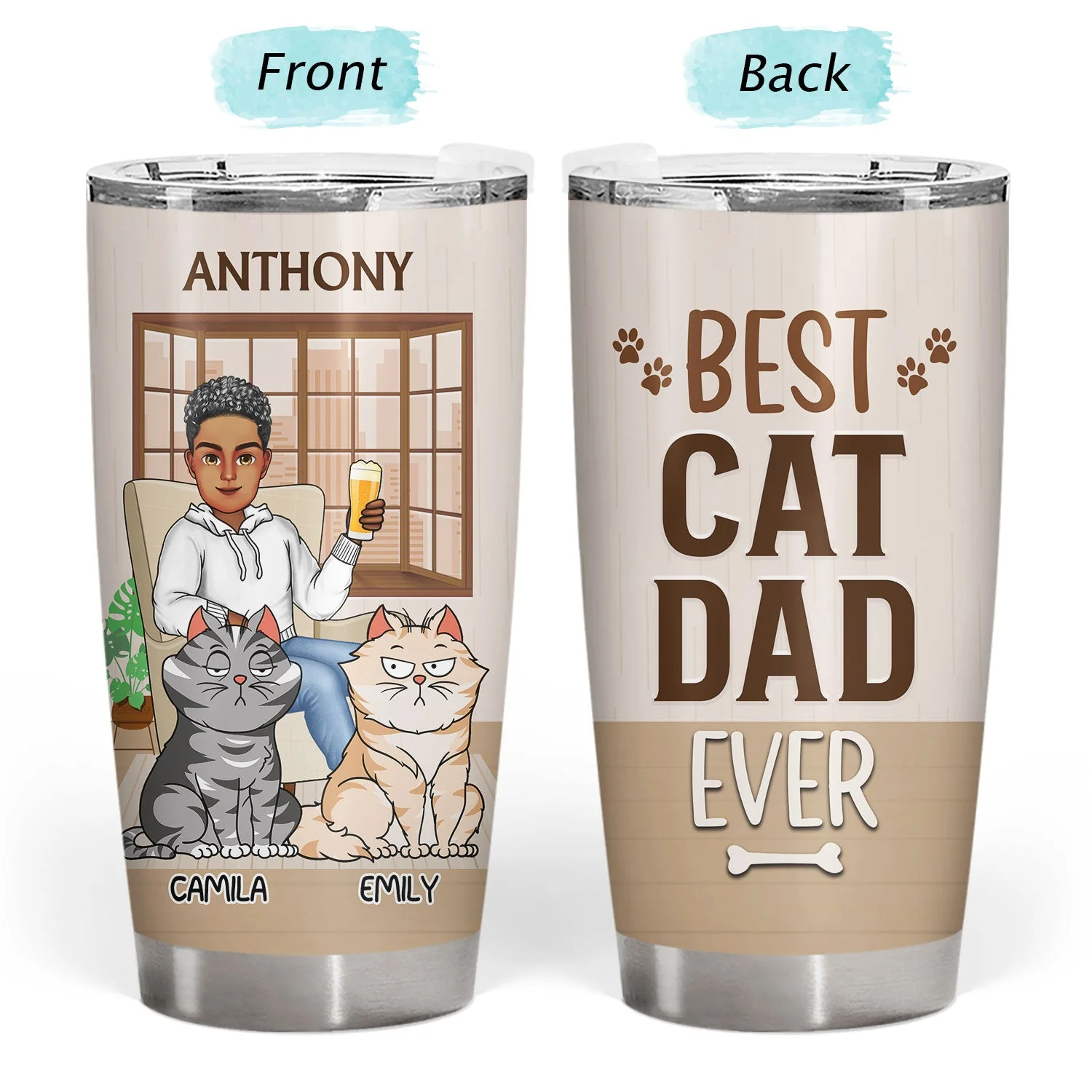 Thank You Best Dog Cat Dad Ever - Birthday, Loving Gift For Pet Lovers - Personalized Tumbler - Image 3