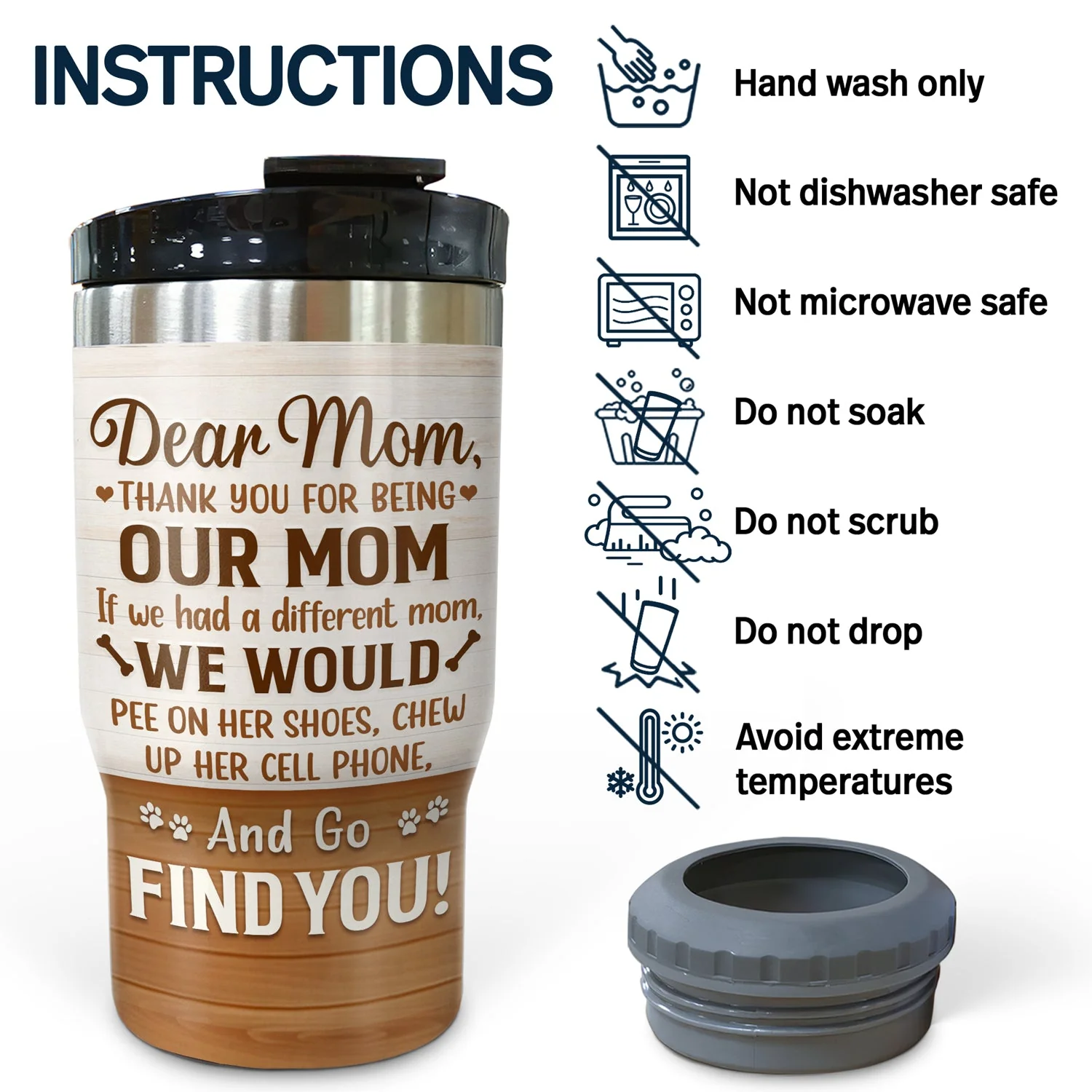 Thank You Best Dog Mom Ever - Mother Gift - Personalized Custom Triple 3 In 1 Can Cooler - Image 5