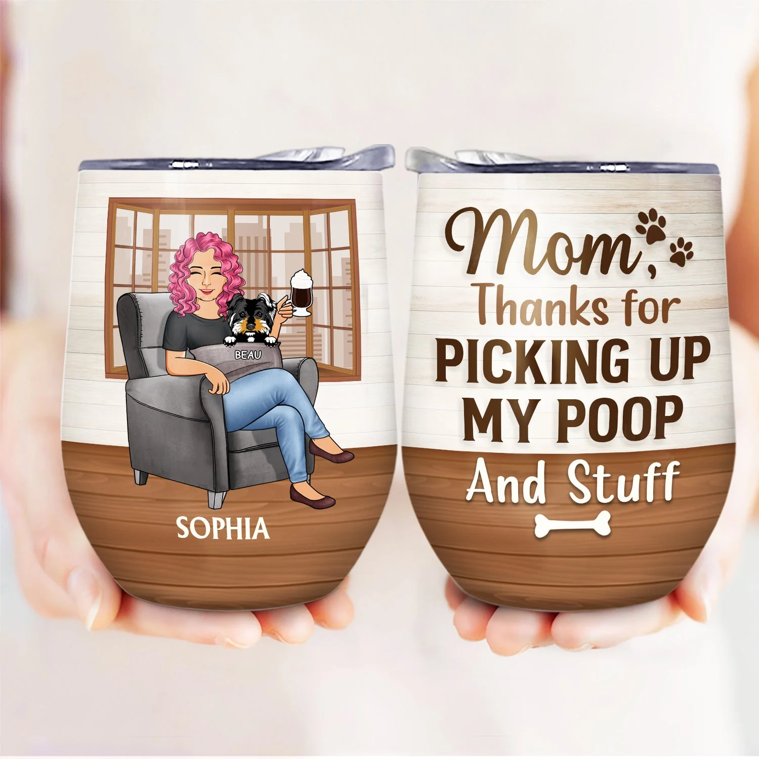 Thank You Best Dog Mom Ever - Mother Gift - Personalized Custom Wine Tumbler - Image 3