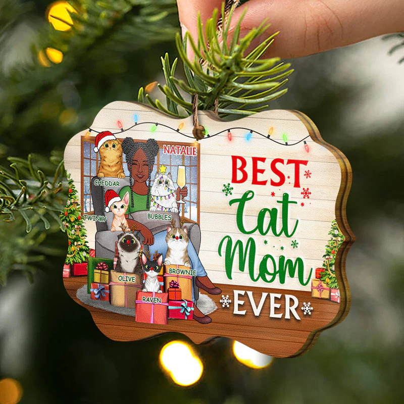 Thank You Best Fur Mom Ever - Christmas Gift For Dog, Cat Lovers - Personalized Custom Wooden Ornament - Image 2