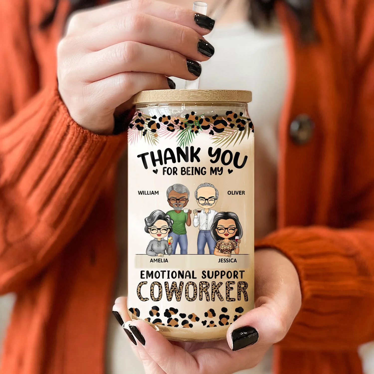 Thank You For Being My Emotional Coworker - Gifts For Colleagues, Besties - Personalized Clear Glass Can - Image 2