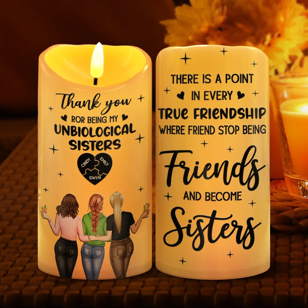 Thank You For Being My Unbiological Sister - Personalized Flameless LED Candle - Image 2