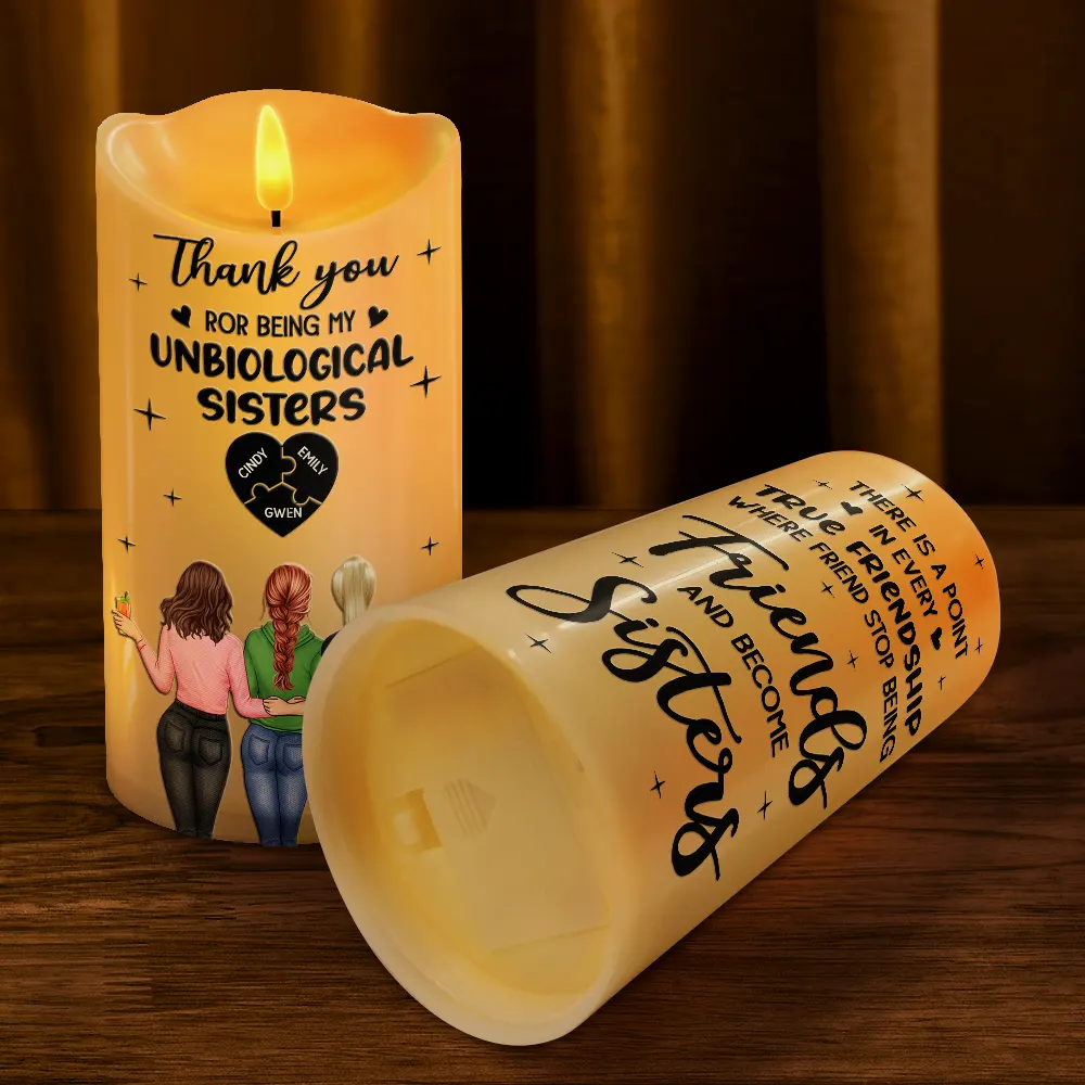 Thank You For Being My Unbiological Sister - Personalized Flameless LED Candle - Image 4