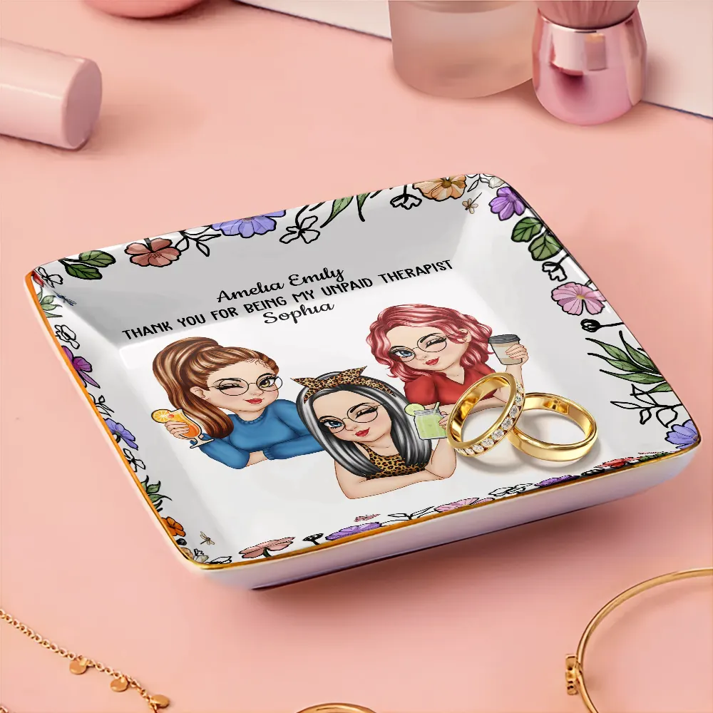 Thank You For Being My Unpaid Therapist Bestie - Personalized Ring Dish - Image 3
