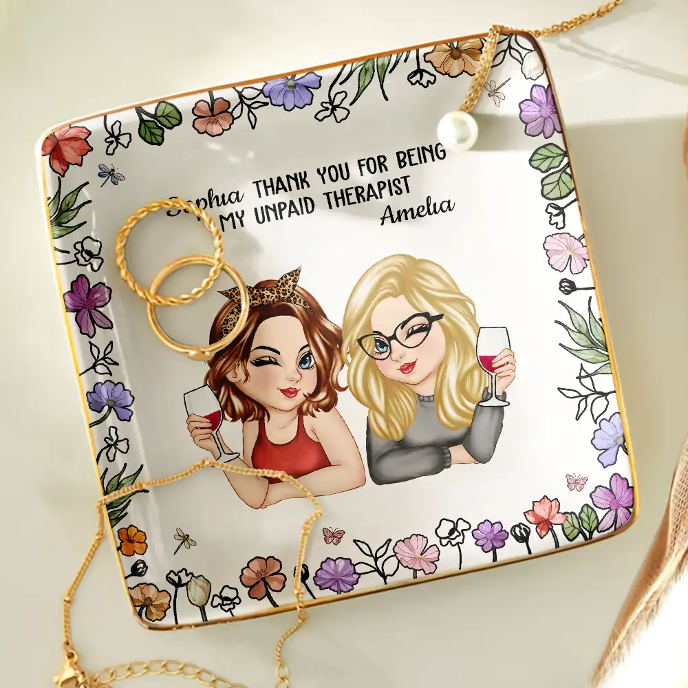 Thank You For Being My Unpaid Therapist Bestie - Personalized Ring Dish - Image 4